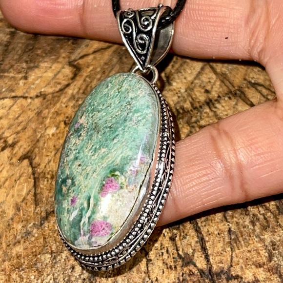 Oval Ruby Fuchsite Pendant 2” - Picture 4 of 6